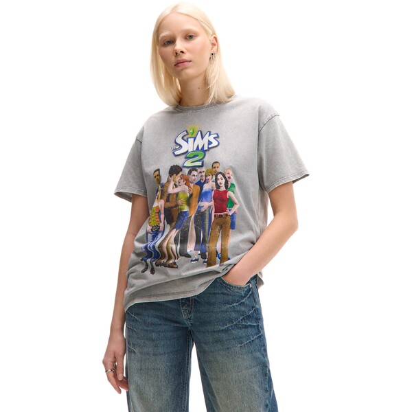 Cropp Jasnoszara koszulka z postaciami The Sims 209CV-09X