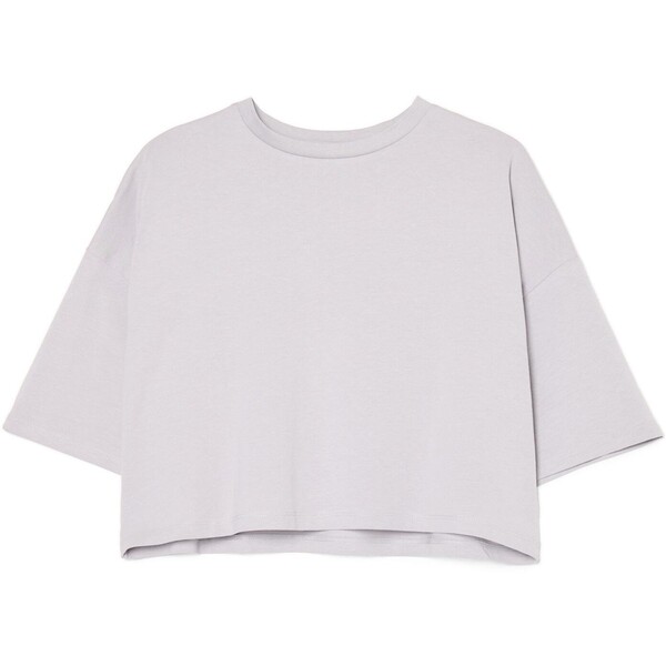 Cropp Gładki jasnoszary T-shirt boxy oversize 289CV-09M