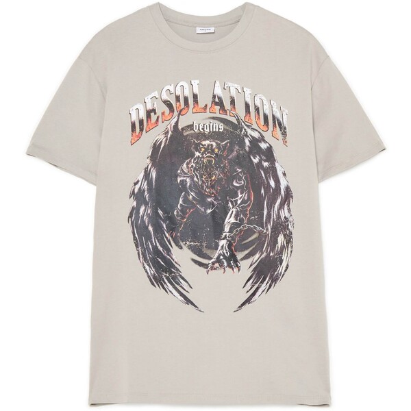 Cropp Jasnoszara koszulka z nadrukiem 715CU-09M