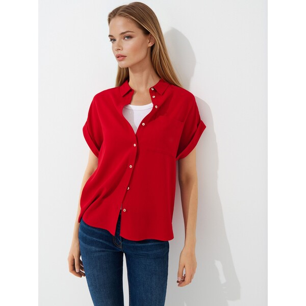 Mohito Czerwona koszula z wiskozy 266GG-33X