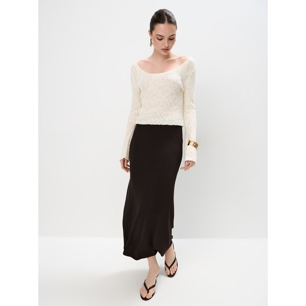 Mohito Brązowa spódnica midi z wiskozą 925HG-88X