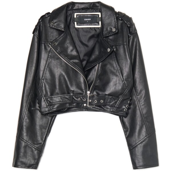 Cropp Czarna kurtka ramoneska z imitacji skóry 090FL-99X