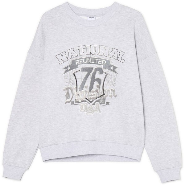 Cropp Jasnoszara bluza z haftowaną aplikacją 027FL-09M