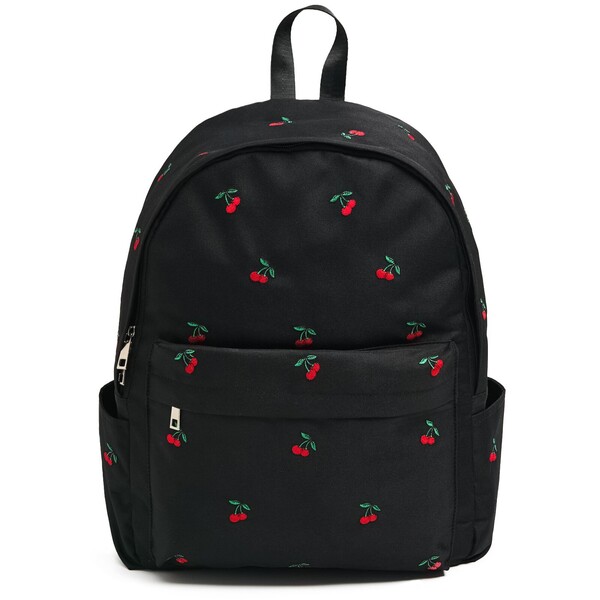 Cropp Czarny plecak w haftowane wisienki 689FX-33X