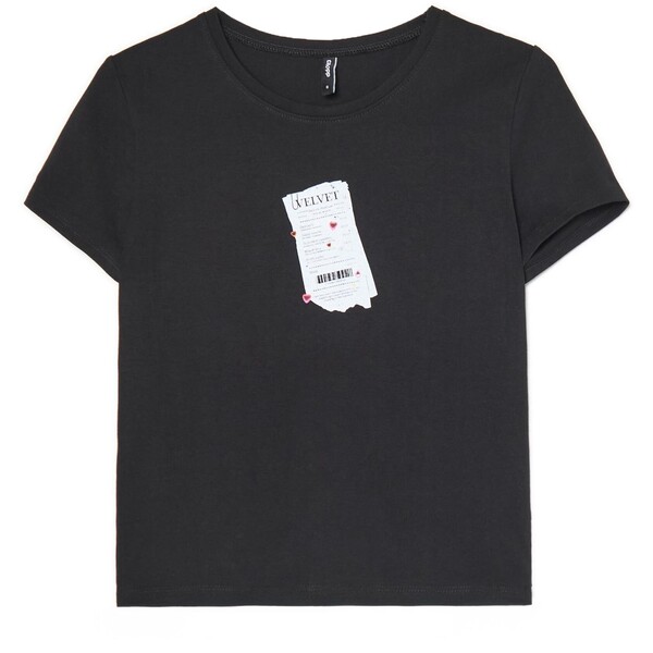 Cropp Czarny T-shirt z nadrukiem paragonu 728CU-99X