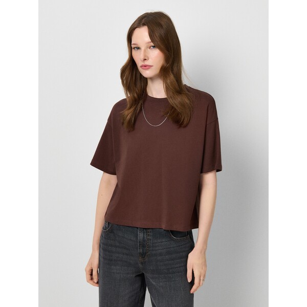 House Krótka koszulka oversize brązowa 584EA-89X