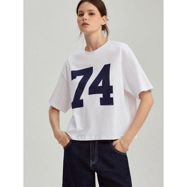 House Biała koszulka z nadrukiem 74 596EC-00X