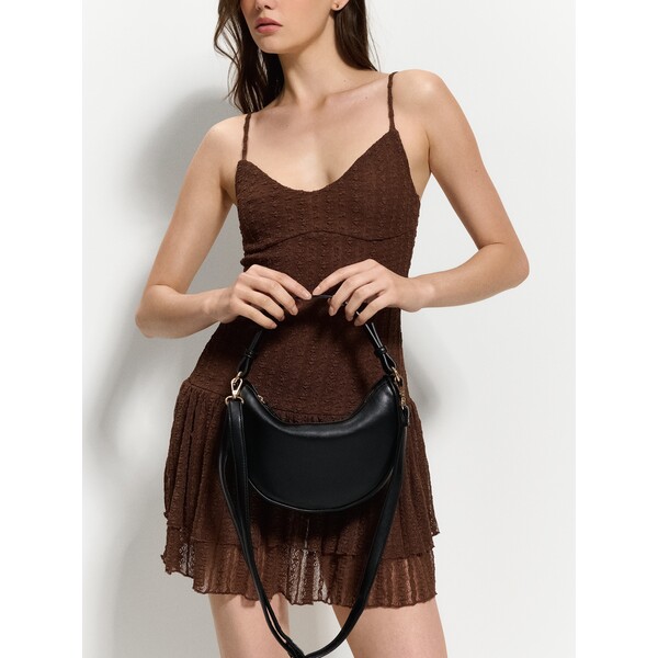 House Czarna owalna torebka na ramię 077GQ-99X