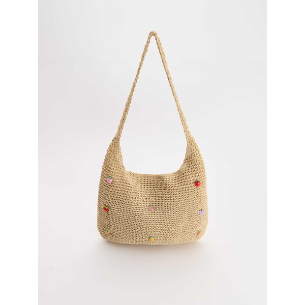 House Pleciona torebka na ramię beżowa 116EA-08X
