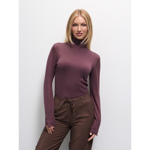 Mohito Brązowy sweter z golfem 417EQ-88X