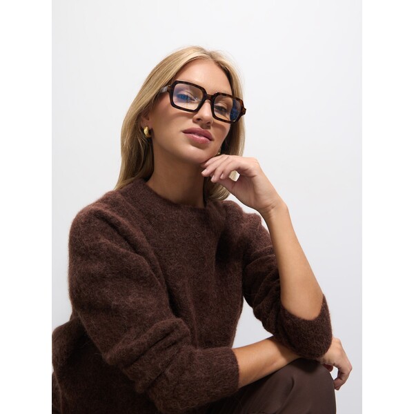 Mohito Ciemnobrązowy sweter z wełną alpaki 435EQ-98X