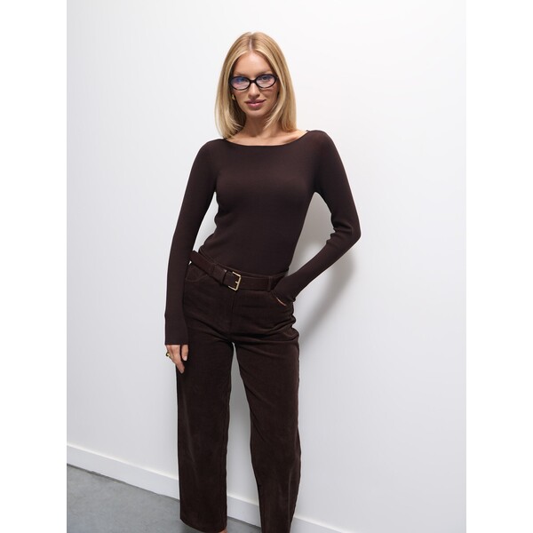 Mohito Ciemnobrązowy sweter z wiskozą 420EQ-98X