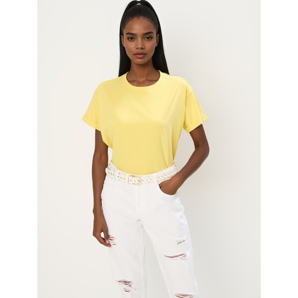 Mohito Bawełniany żółty t-shirt 349EM-10X