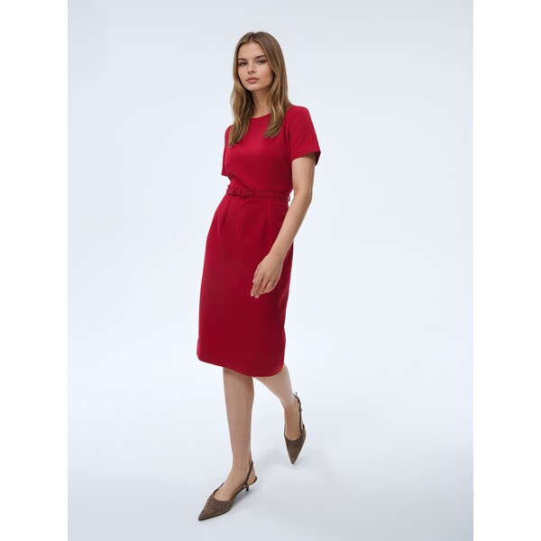 Mohito Czerwona sukienka mini z paskiem 171IH-33X