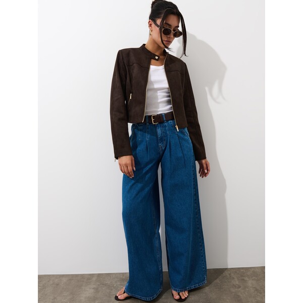 Mohito Ciemnobrązowa kurtka ramoneska 699FH-88X