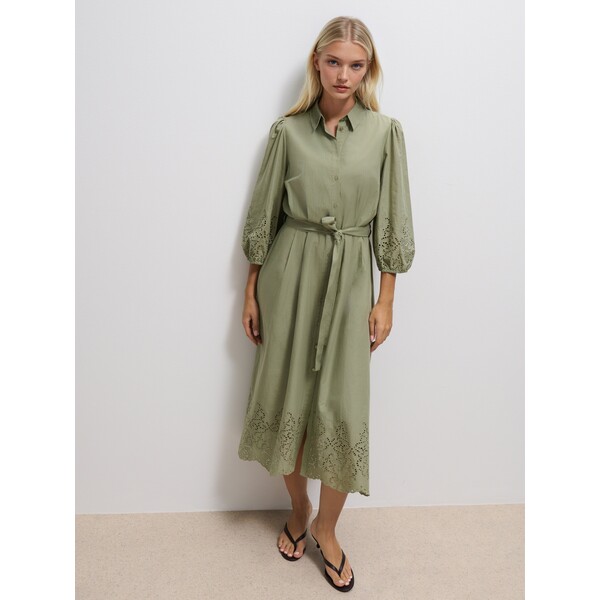 Mohito Koszulowa zielona sukienka maxi 633GX-87X