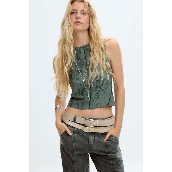 Desigual Marszczony T-shirt z szwami 25WWTKYE4002