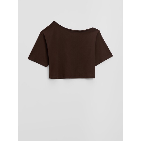 House Krótka koszulka na jedno ramię brązowa 723GP-89X