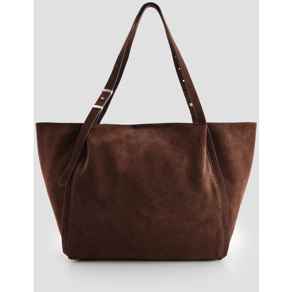 House Skórzana zamszowa torebka shopper brązowa 112GQ-88X