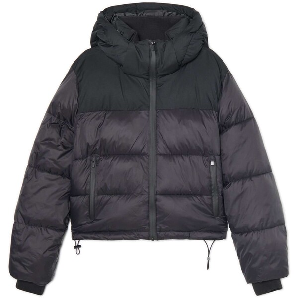 Cropp Czarna kurtka puffer z odpinanym kapturem 078FL-99X