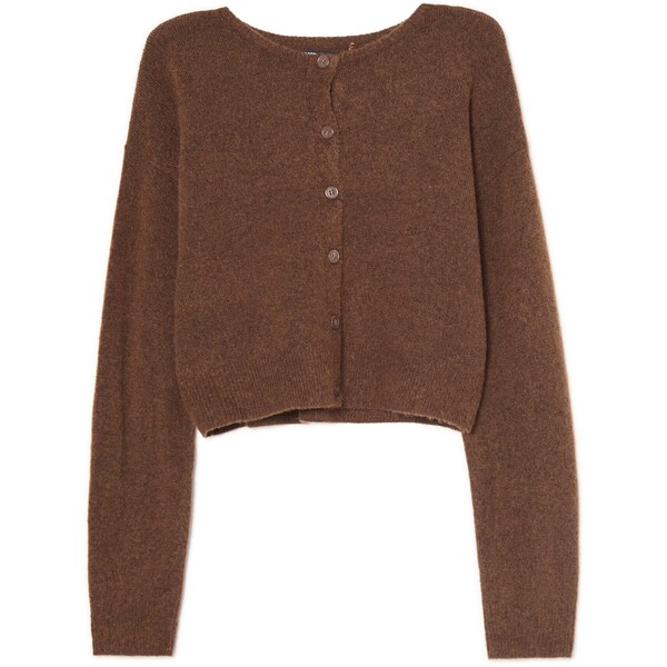 Cropp Brązowy sweter kardigan basic 455FL-88X