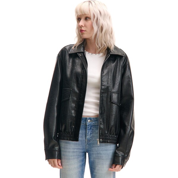 Cropp Czarna kurtka z imitacji skóry 113FL-99X