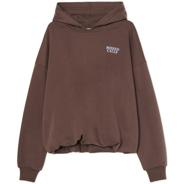 Cropp Brązowa bluza z kapturem i napisem 438FO-88X