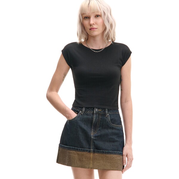 Cropp Czarna koszulka z modalem 669FO-99X