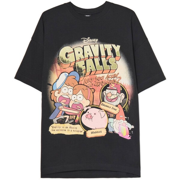 Cropp Czarna koszulka z Gravity Falls 835CU-99X