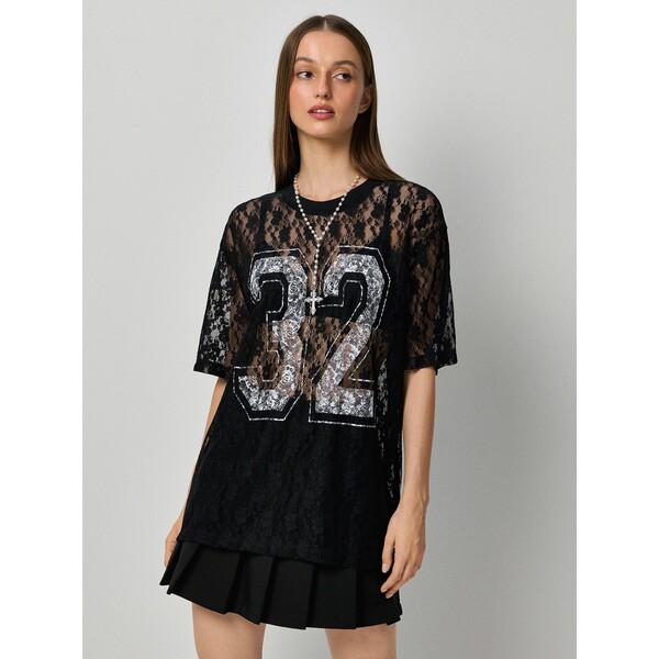 House Czarna koronkowa koszulka z numerem 32 060IL-99X