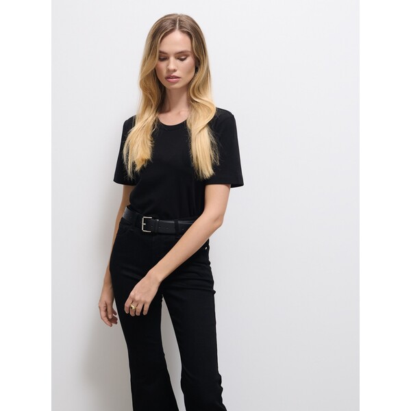 Mohito Czarny t-shirt z dodatkiem wełny 010HJ-99X