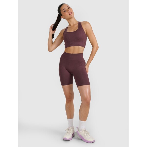 4F Legginsy kolarki treningowe bezszwowe damskie - brązowe