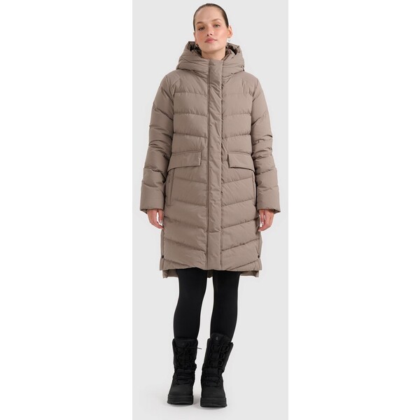 4F Płaszcz puchowy z wypełnieniem syntetycznym damski - beżowy