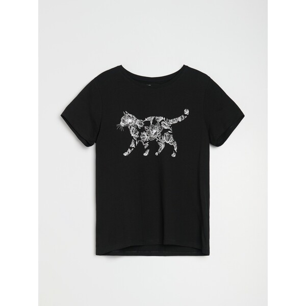 Sinsay Bawełniana koszulka z nadrukiem 505EU-99X