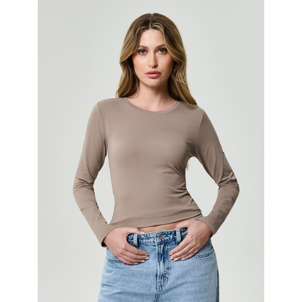 Sinsay Gładka bluzka z długimi rękawami 477EU-08J