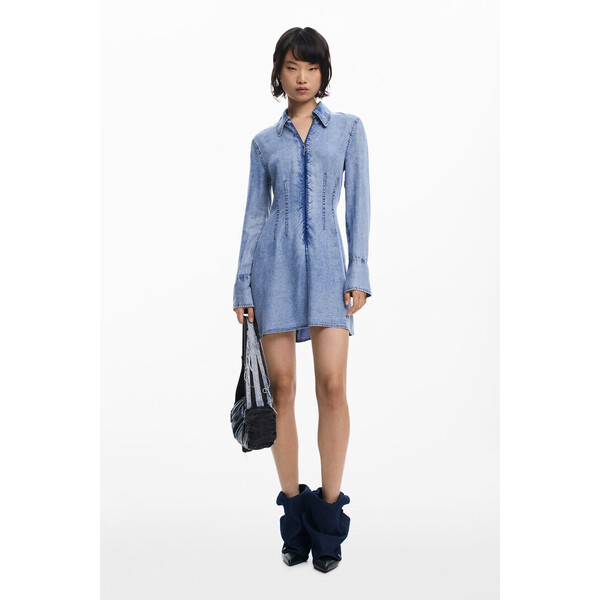 Desigual Sukienka z długim rękawem z denimu 25WWVDX35007