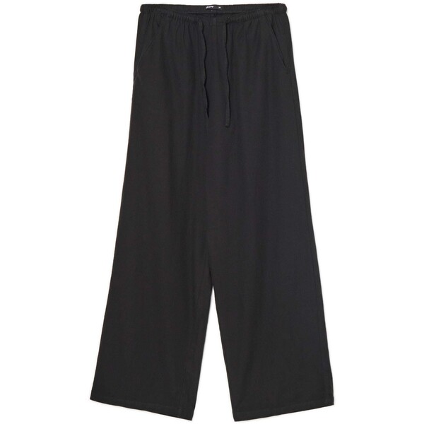 Cropp Czarne spodnie straight z lnem 556FO-99X