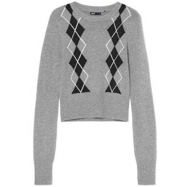 Cropp Szary sweter z autorskim nadrukiem 446FL-85M