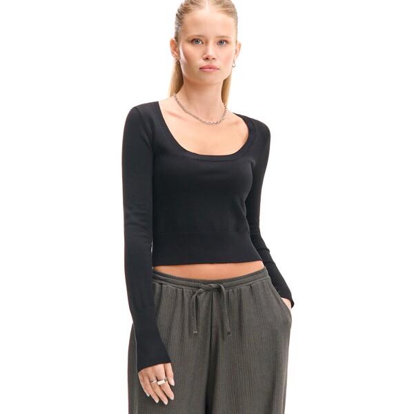 Cropp Czarny dopasowany sweter 439FL-99X