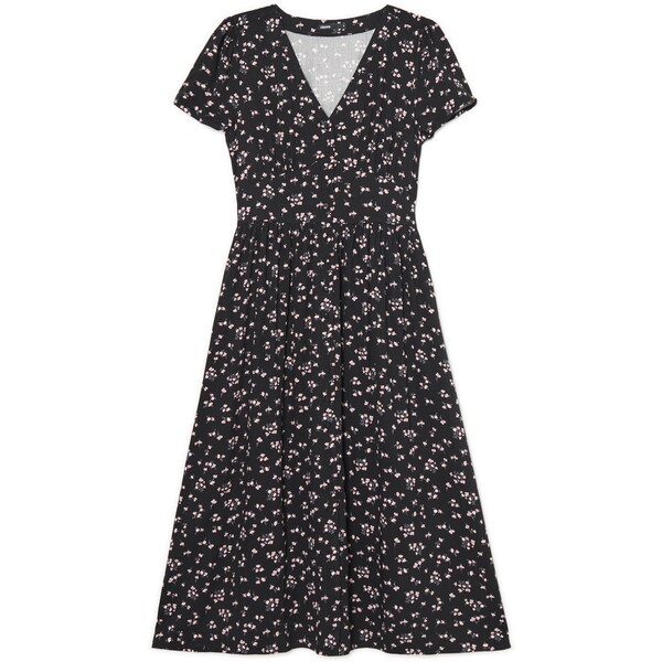 Cropp Czarna sukienka maxi w kwiaty 564FK-99M