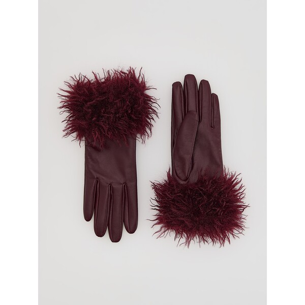 Reserved Skórzane rękawiczki z futerkiem 034IJ-93X