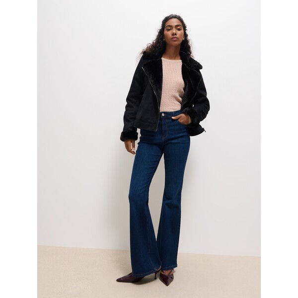 Mohito Czarna kurtka z futerkiem 700FH-99X