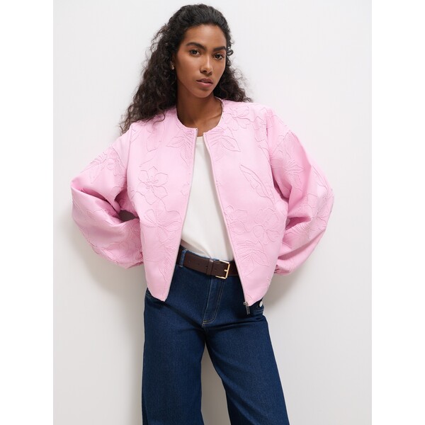 Mohito Bawełniana różowa kurtka z haftem 384HR-30X