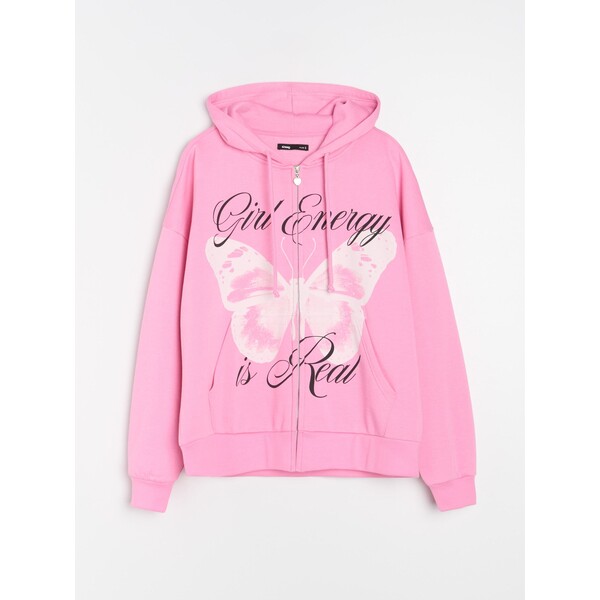 Sinsay Bluza zip hoodie z nadrukiem 897HJ-30X