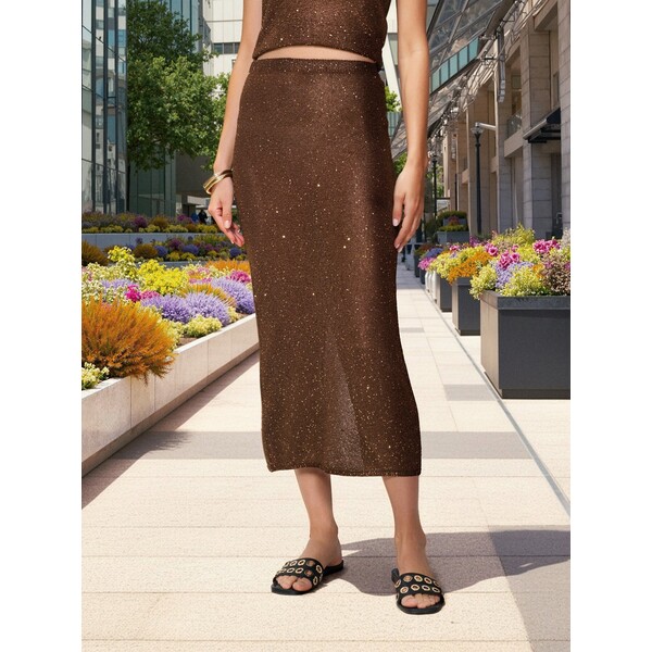 Sinsay Dzianinowa spódnica midi z cekinami 3776X-84X