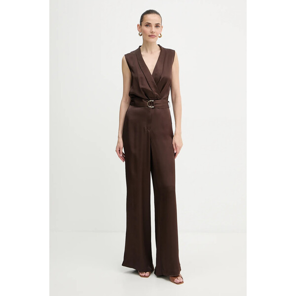Marciano Guess kombinezon IVA  kolor brązowy z dekoltem w szpic 5YGD24 7350A