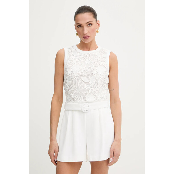 Morgan kombinezon  kolor biały z dekoltem okrągłym SHIKOU