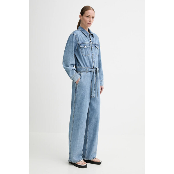 Marc O'Polo kombinezon jeansowy  kolor niebieski bawełniany z kołnierzykiemm 5000006080