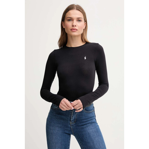 Polo Ralph Lauren body damskie bawełniane z elastanem  czarne 4P0490