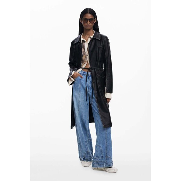 Desigual Długa kurtka imitująca skórę 25WWEW332000